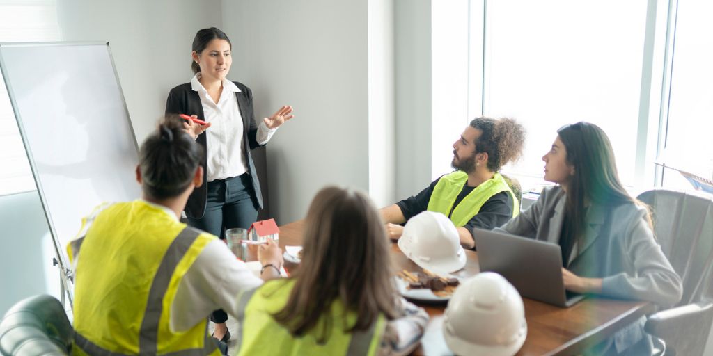 team meeting for construction project management